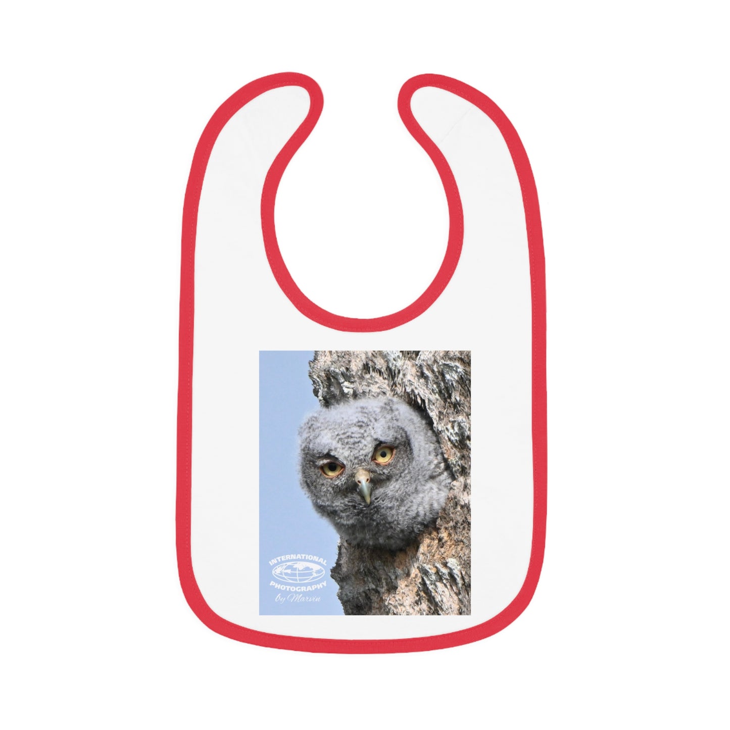 Cute Owl Baby Bib with Contrast Trim, Baby Feeding Gift, Infant Bib, Owl Lover Gift, Nursery Decor, Newborn Essential