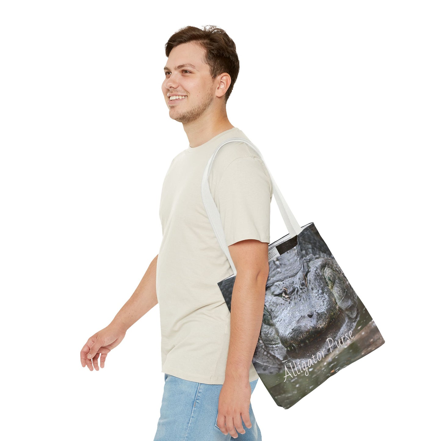 Alligator Print Tote Bag, Wildlife Lover Gift, Eco-Friendly Bag, Beach Tote, Animal Lovers' Accessory, Unique Alligator Purse