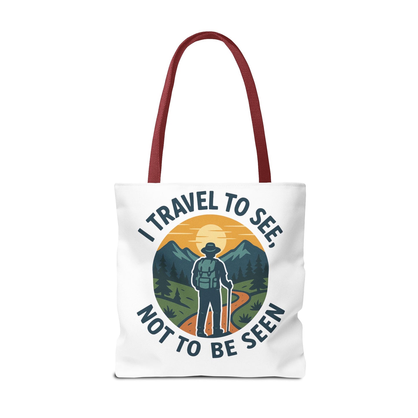 Adventurous Travel Tote Bag - 'I Travel to See, Not to Be Seen' - Ideal for Hiking, Camping, Road Trips, Gifts for Outdoor Lovers