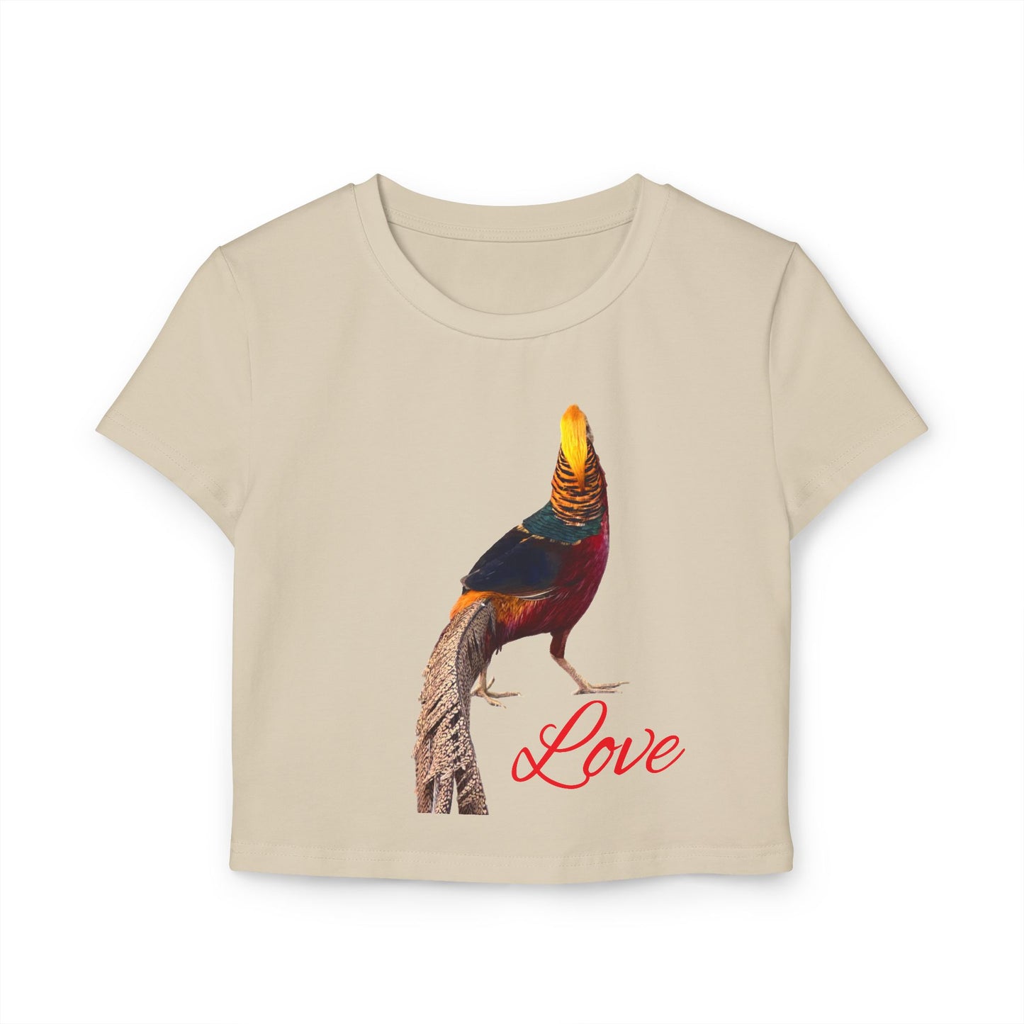 Colorful Love Bird Women's Baby Tee, Cute Summer Top, Stylish Casual Wear, Gift for Bird Lovers, Trendy Graphic Tee
