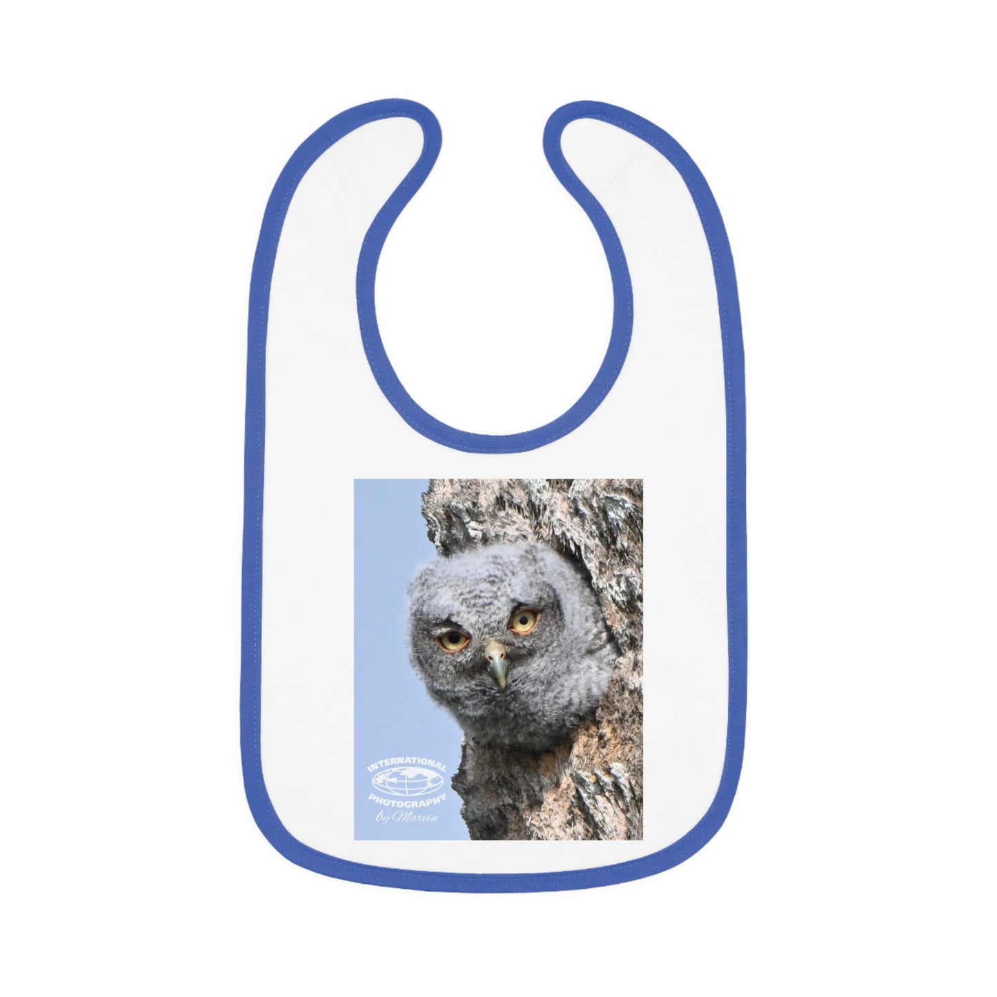 Cute Owl Baby Bib with Contrast Trim, Baby Feeding Gift, Infant Bib, Owl Lover Gift, Nursery Decor, Newborn Essential