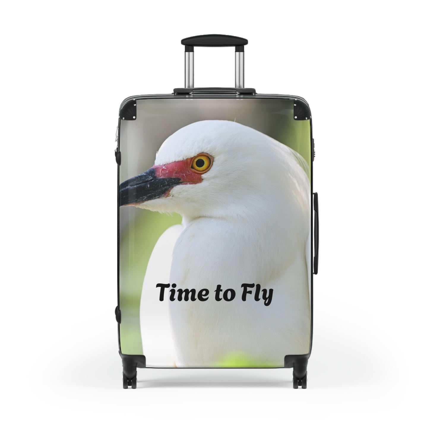 Stylish Suitcase for Travel Enthusiasts, Custom Luggage, Perfect Gift for Travelers, Time to Fly Design, Unique Travel Accessory