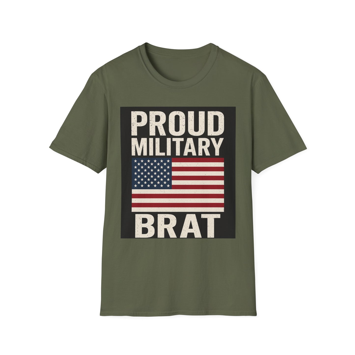 Proud Military Brat T-Shirt, Unisex Softstyle Tee, Patriotic Gift, Military Family Apparel, Comfortable Casual Wear, Support Our Troops