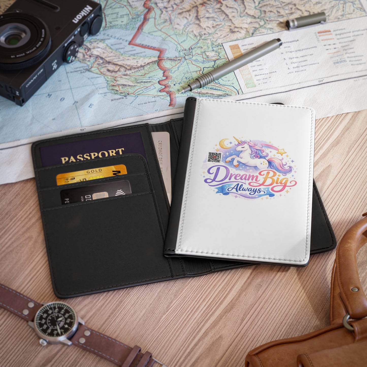Passport Cover — "Dream Big Always" Unicorn Travel Passport Holder