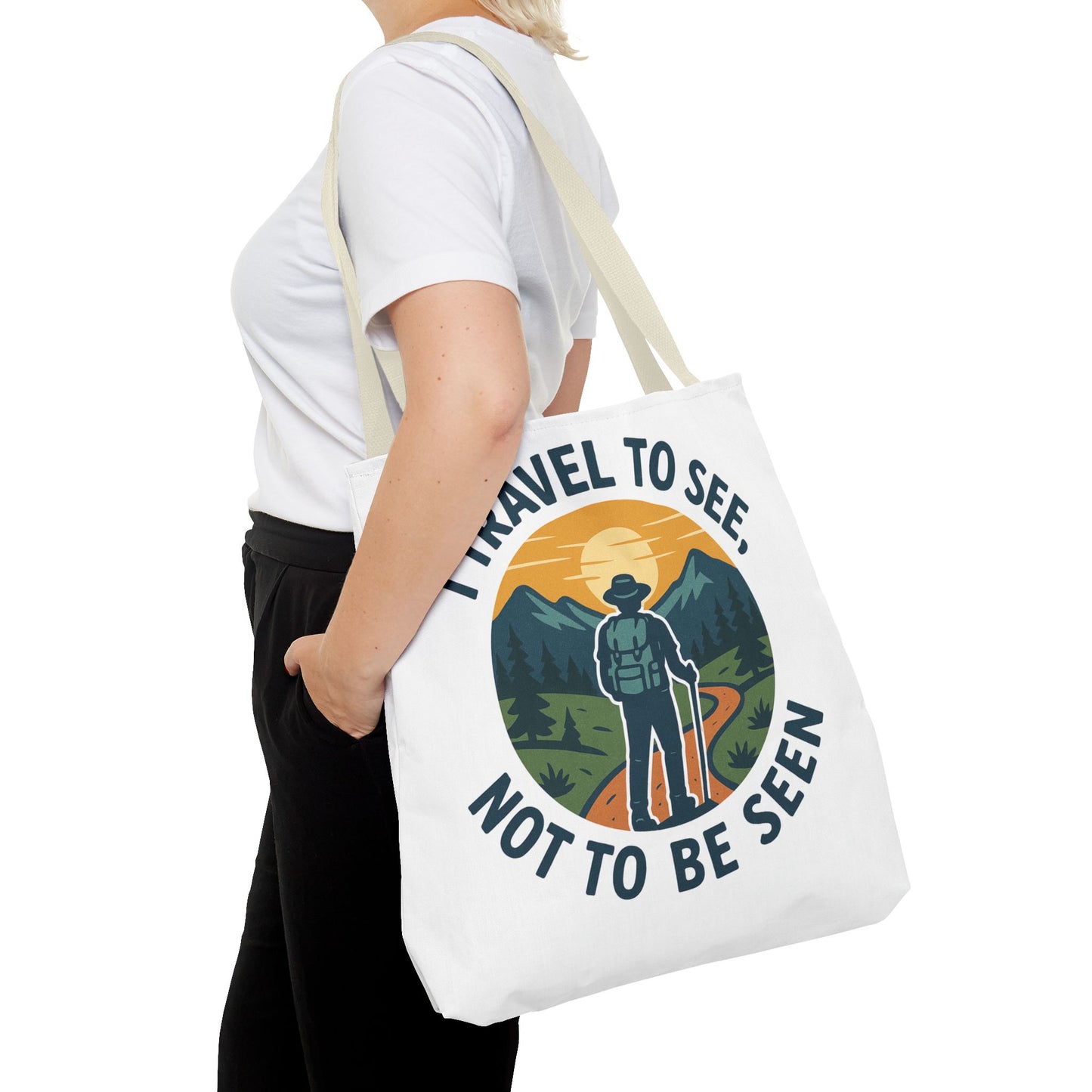Adventurous Travel Tote Bag - 'I Travel to See, Not to Be Seen' - Ideal for Hiking, Camping, Road Trips, Gifts for Outdoor Lovers