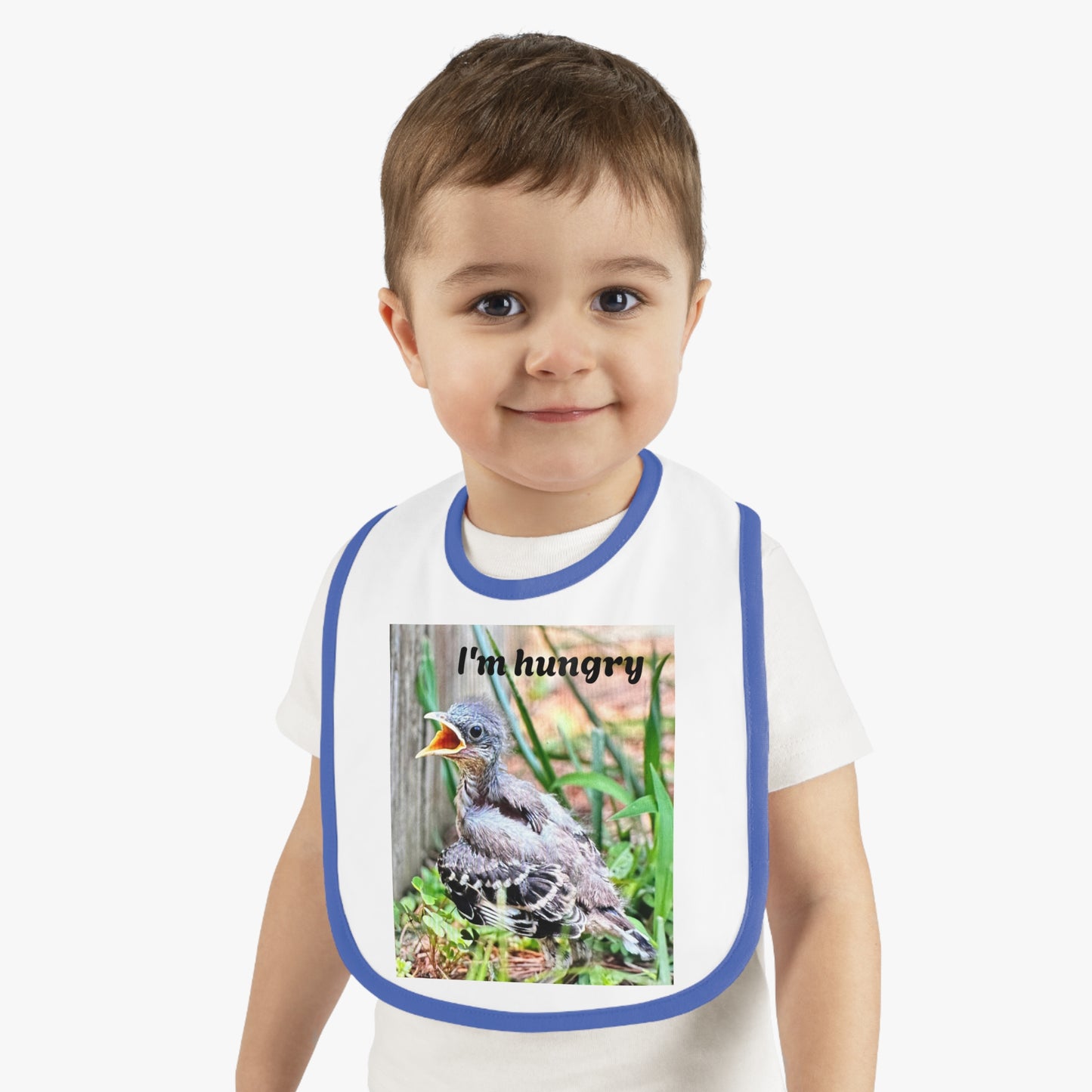 Cute Baby Bib with 'I'm Hungry' Design, Adjustable Bib for Infants, Fun Feeding Accessory, Baby Shower Gift, Toddler Apparel