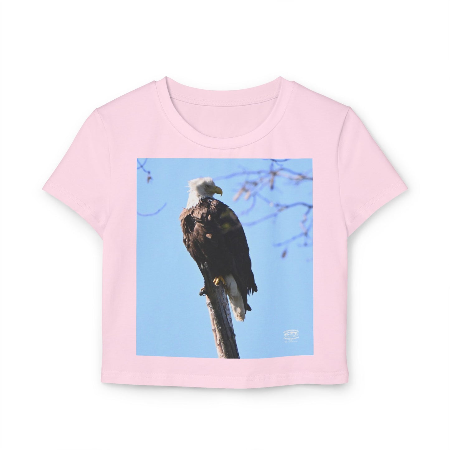 Eagle Graphic Women's Baby Tee, Cute Summer Top, Nature Lover Shirt, Casual Outfit, Gift for Birdwatchers, Earth Day Apparel