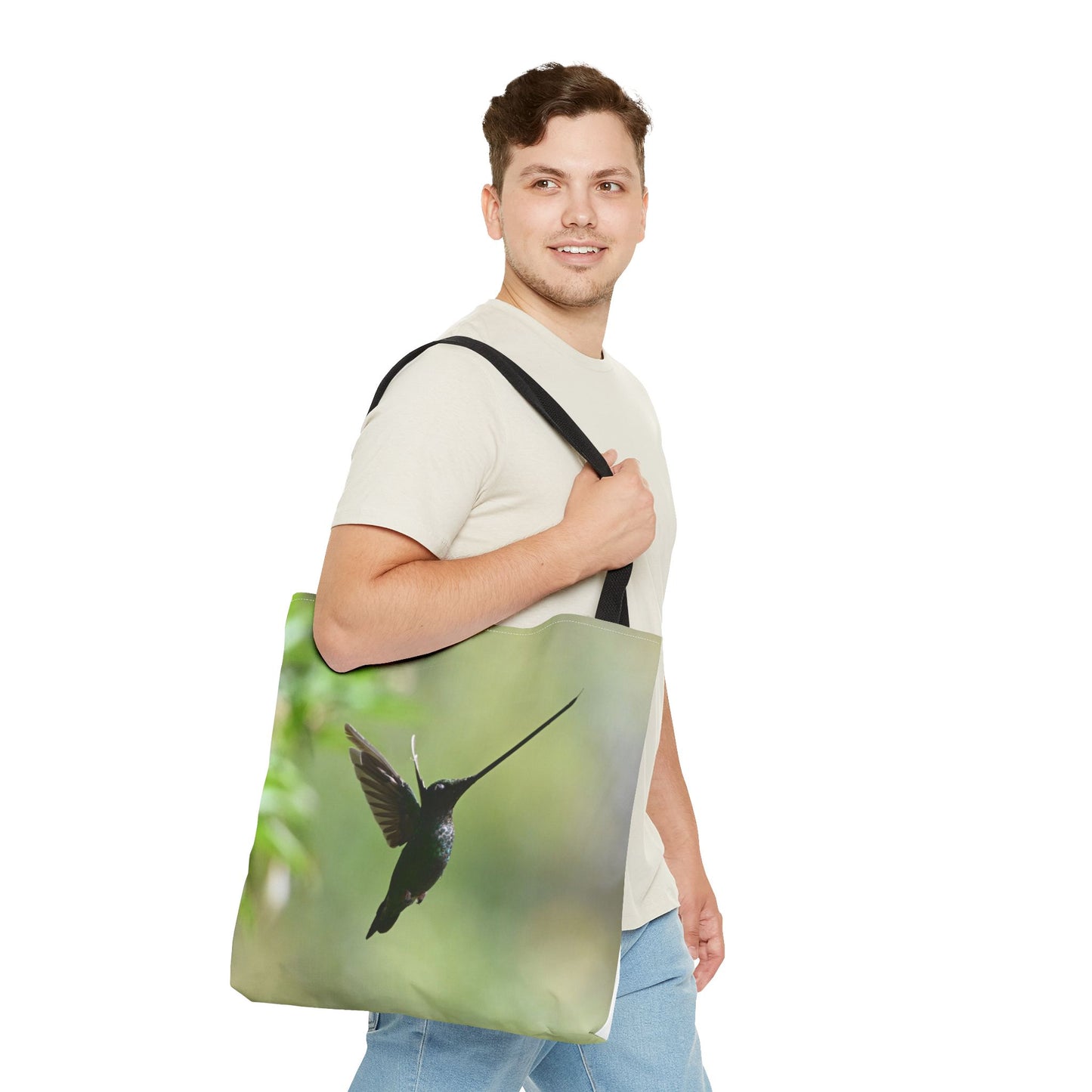 Hummingbird Tote Bag, Colorful Eco-Friendly Shopper, Summer Beach Bag, Floral Gift Bag, Lightweight Carry-All