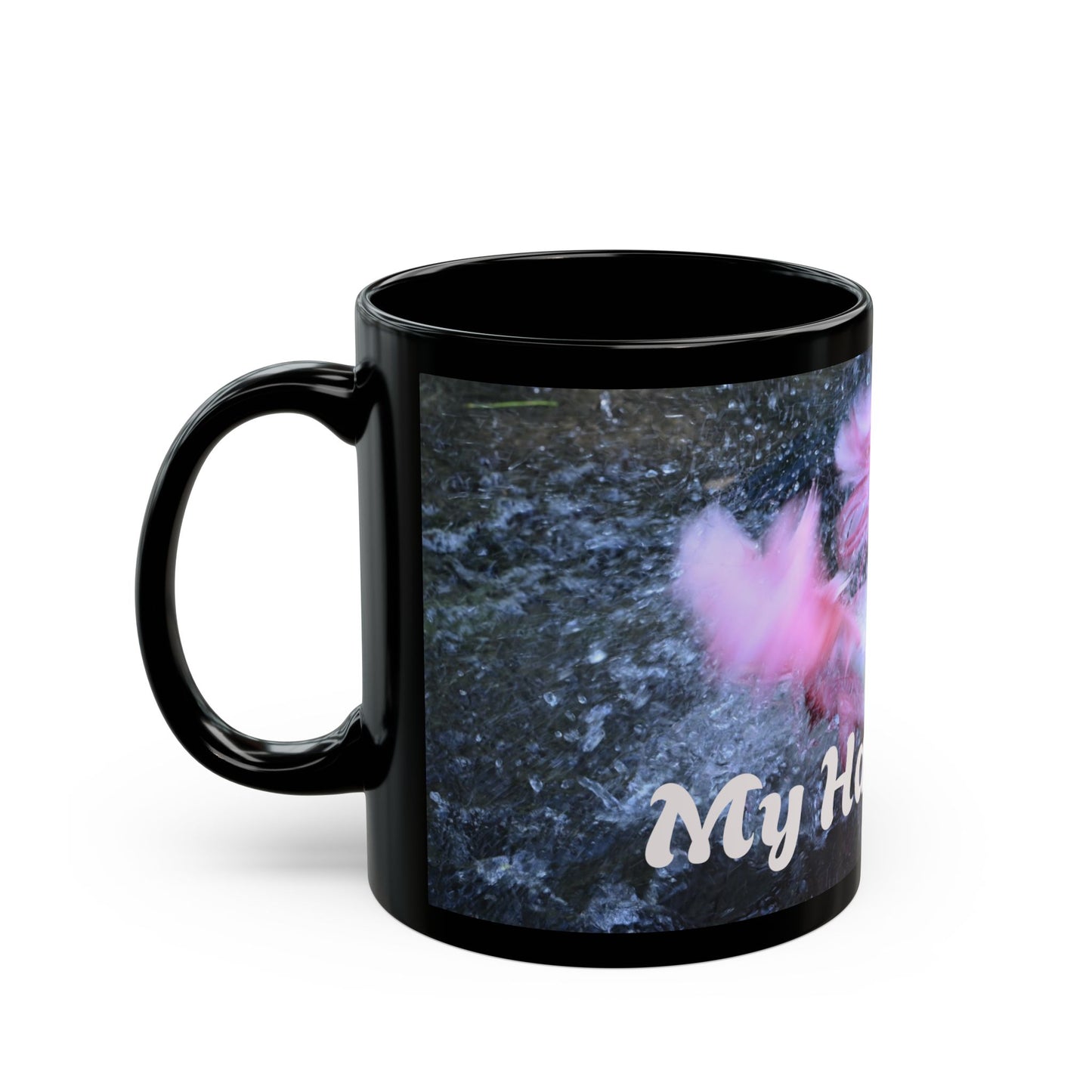 Vibrant Black Mug with Happy Place Design, Unique Gift for Bird Lovers, Coffee Mug, Cute Home Decor, Fun Office Mug, Ideal for Birthdays