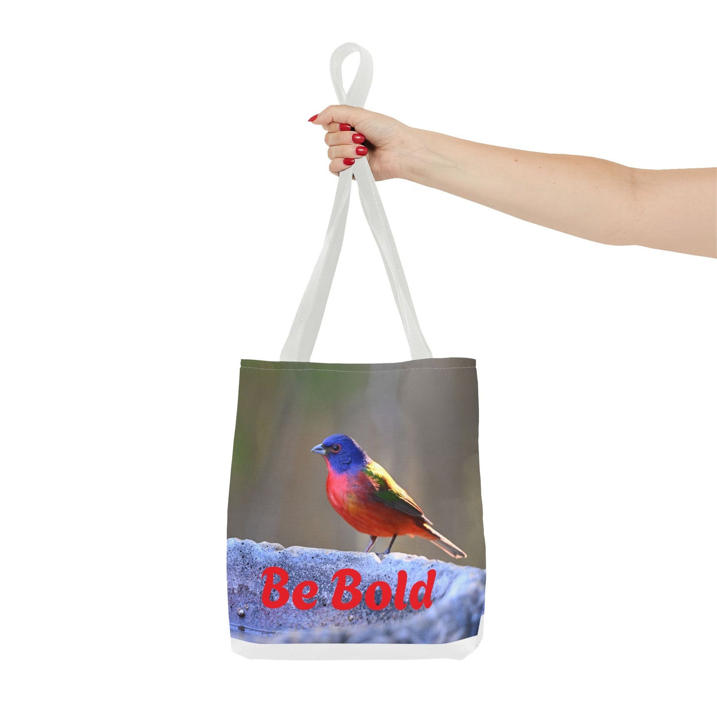 Colorful Bird Be Bold Tote Bag, Eco-Friendly Art Tote, Nature Lover Gift, Inspirational Quote Bag, Everyday Carry-All