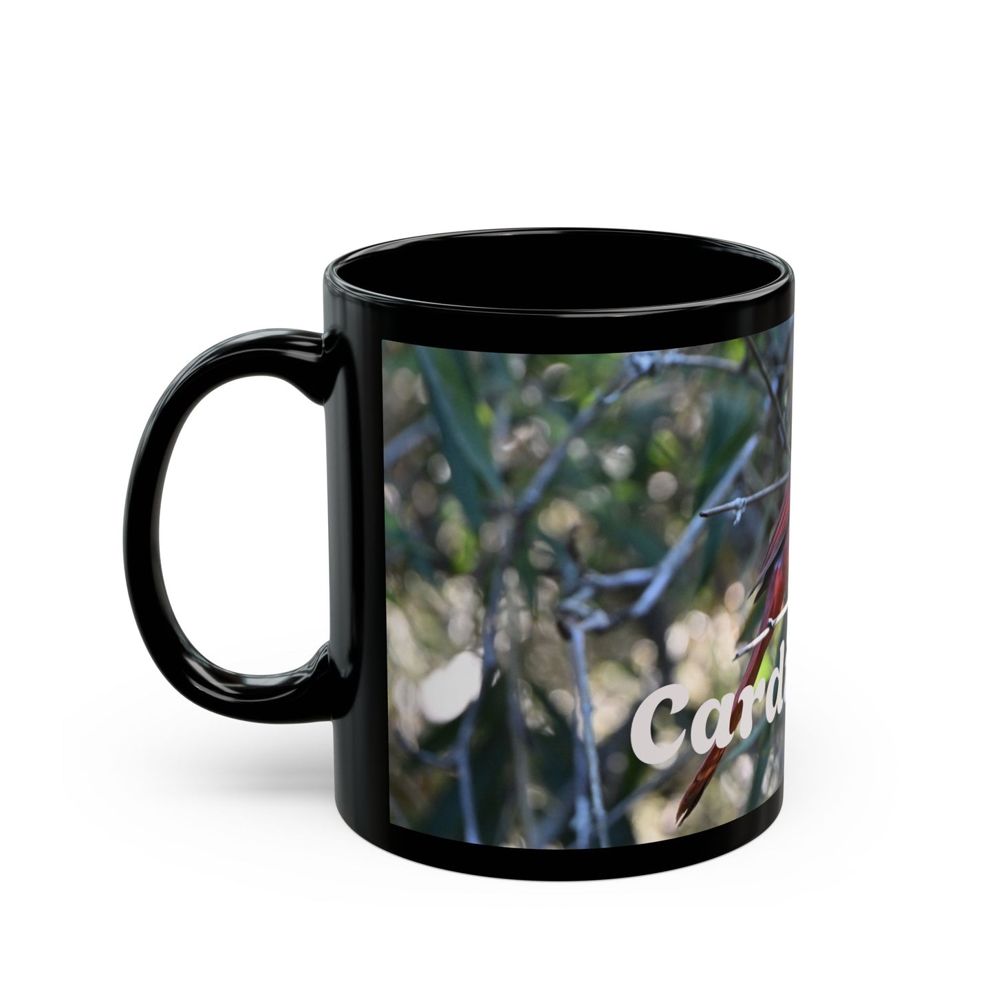 Cardinal's Cove Black Mug - Nature Lover's Coffee Cup, Birdwatching Gift, Home Decor, Eco-Friendly Drinkware, Birdwatcher Mug
