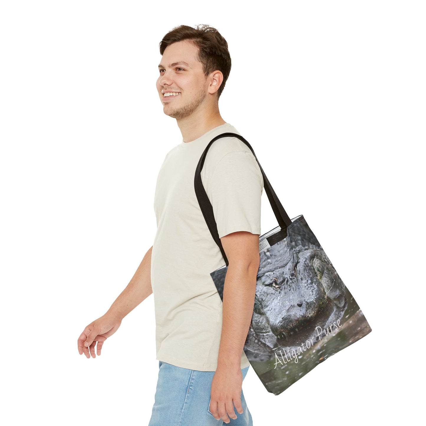 Alligator Print Tote Bag, Wildlife Lover Gift, Eco-Friendly Bag, Beach Tote, Animal Lovers' Accessory, Unique Alligator Purse
