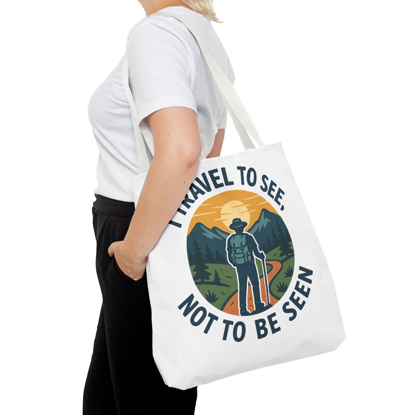 Adventurous Travel Tote Bag - 'I Travel to See, Not to Be Seen' - Ideal for Hiking, Camping, Road Trips, Gifts for Outdoor Lovers