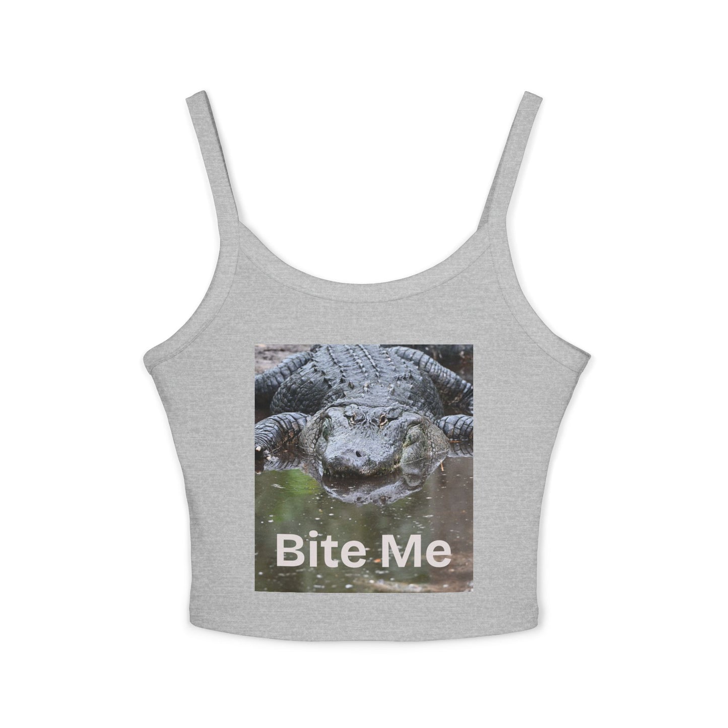 Sassy Cropped Tank Top, Bite Me Graphic Top, Summer Casual Wear, Trendy Women’s Shirt, Perfect for BBQs and Vacations