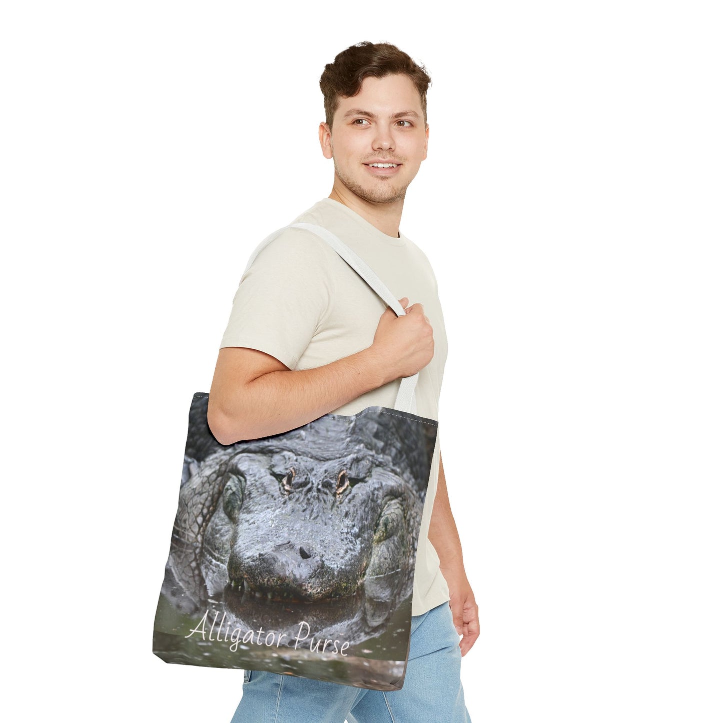 Alligator Print Tote Bag, Wildlife Lover Gift, Eco-Friendly Bag, Beach Tote, Animal Lovers' Accessory, Unique Alligator Purse
