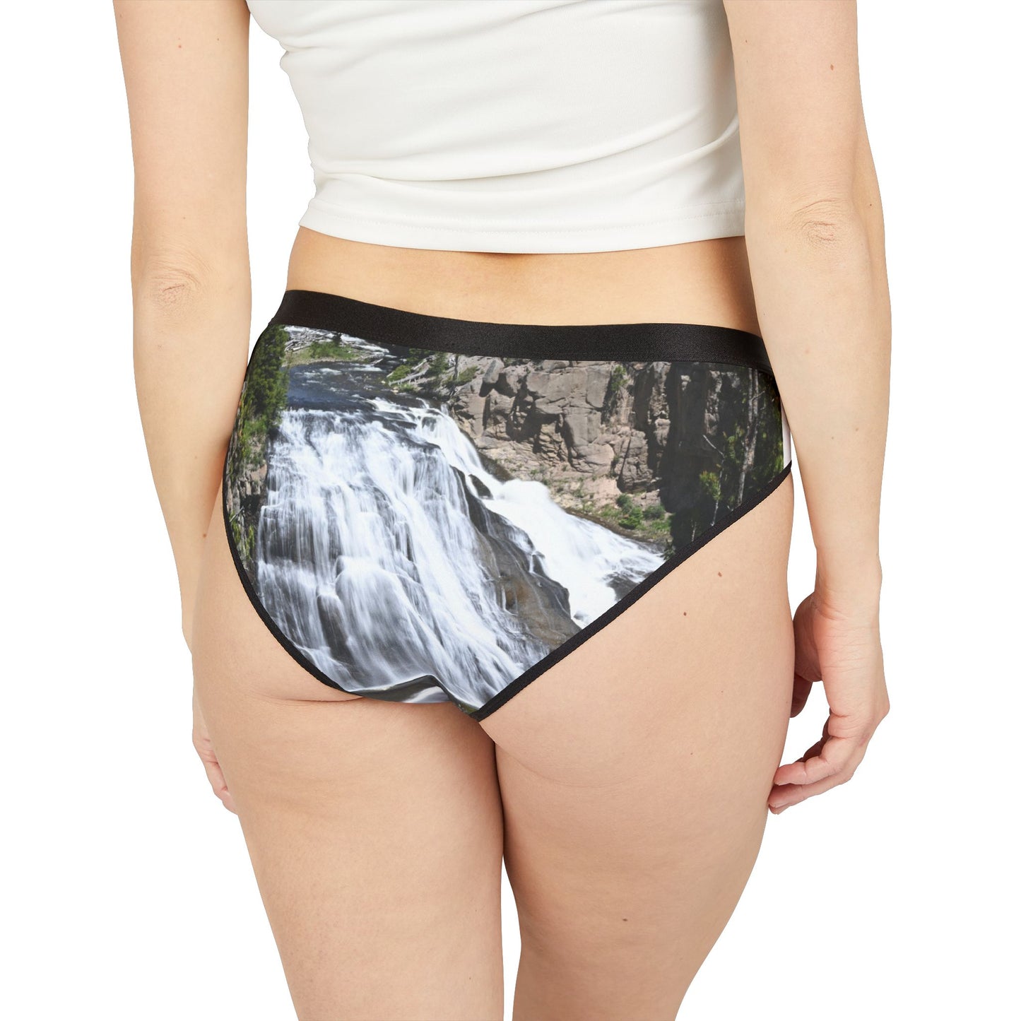 Waterfall Print Women’s Underwear, AOP Briefs for Nature Lovers, Eco-Friendly Lingerie, Unique Gifts, Comfortable Daily Wear