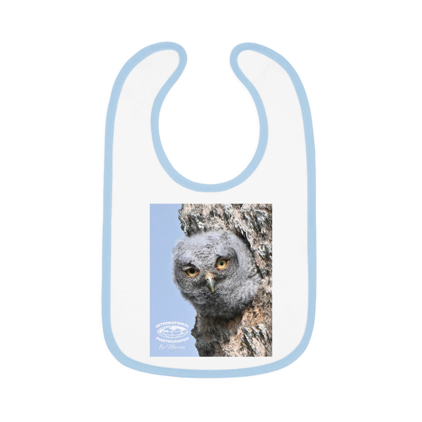 Cute Owl Baby Bib with Contrast Trim, Baby Feeding Gift, Infant Bib, Owl Lover Gift, Nursery Decor, Newborn Essential