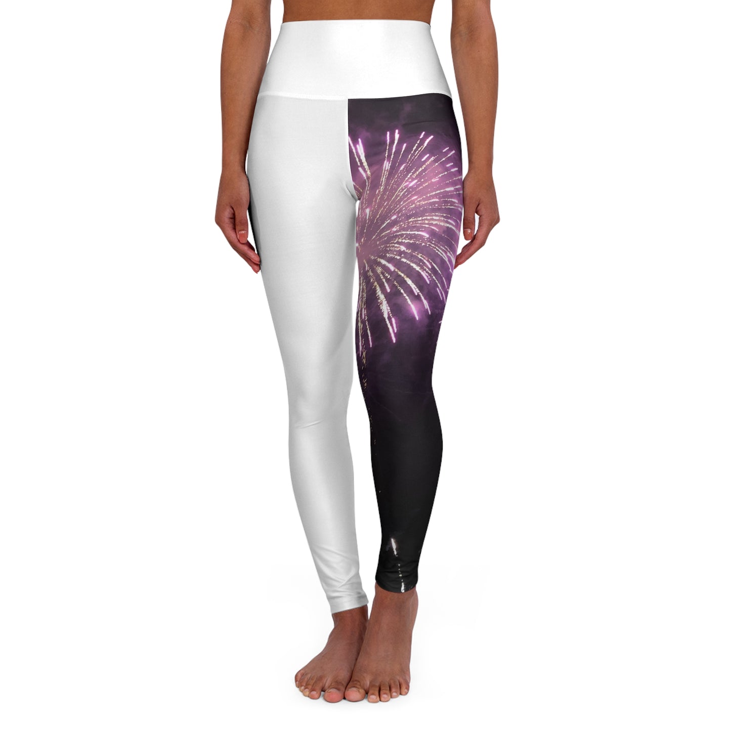 Firework Pattern High Waisted Yoga Leggings, Festival Workout Pants, Activewear, Fitness Leggings, Party Essentials