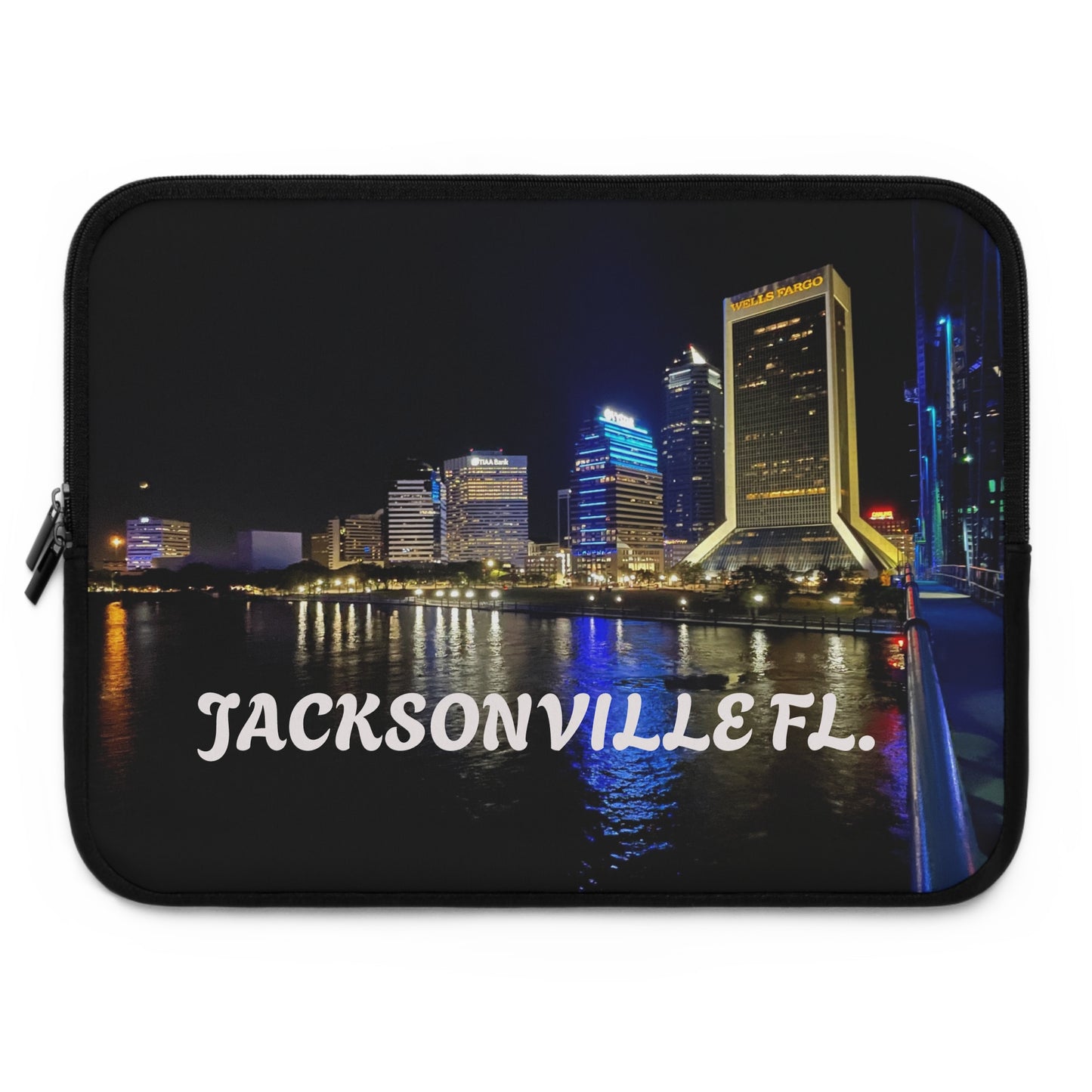 Jacksonville FL Laptop Sleeve, Urban City Design, Tech Accessory, Travel Gift, Customizable Tech Case