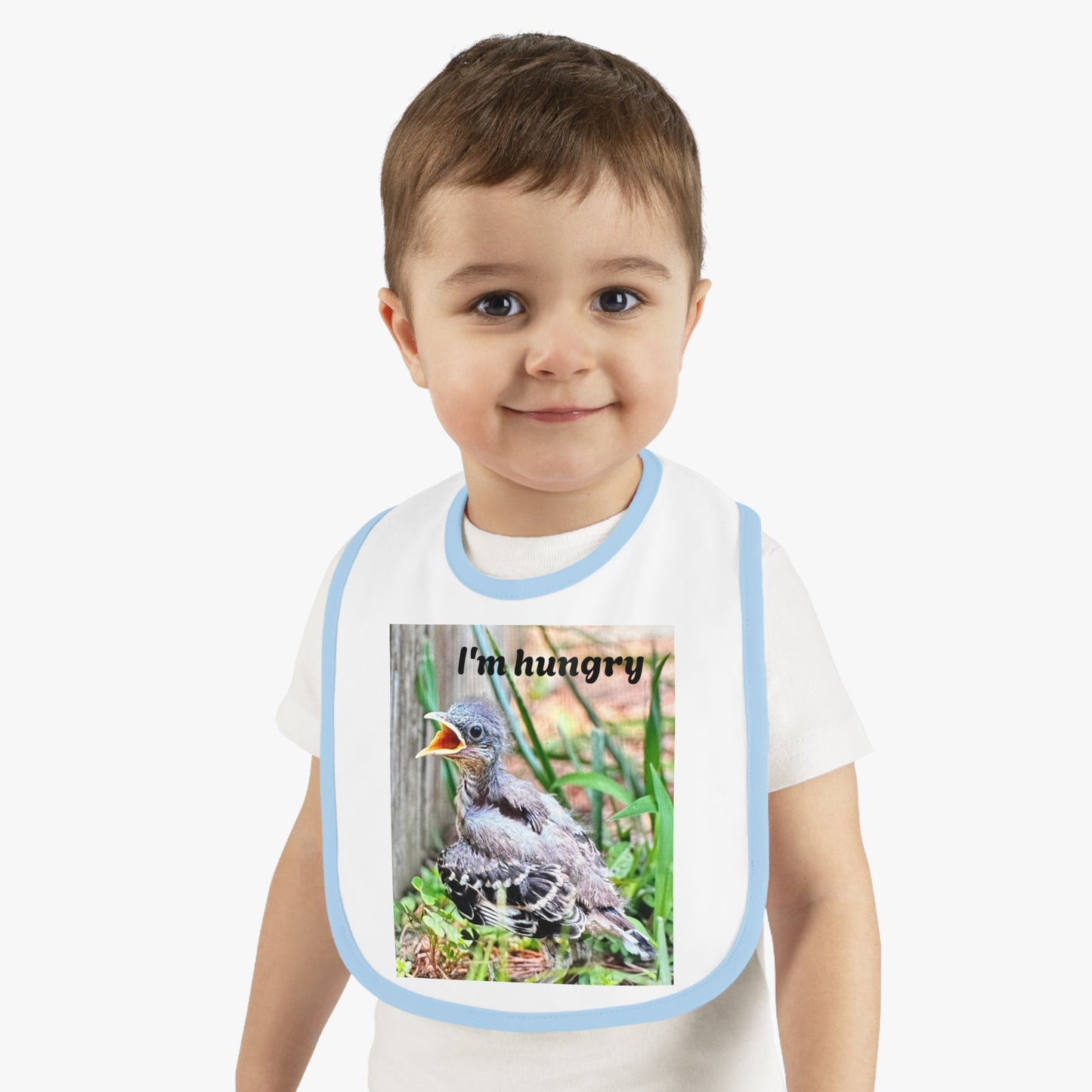 Cute Baby Bib with 'I'm Hungry' Design, Adjustable Bib for Infants, Fun Feeding Accessory, Baby Shower Gift, Toddler Apparel