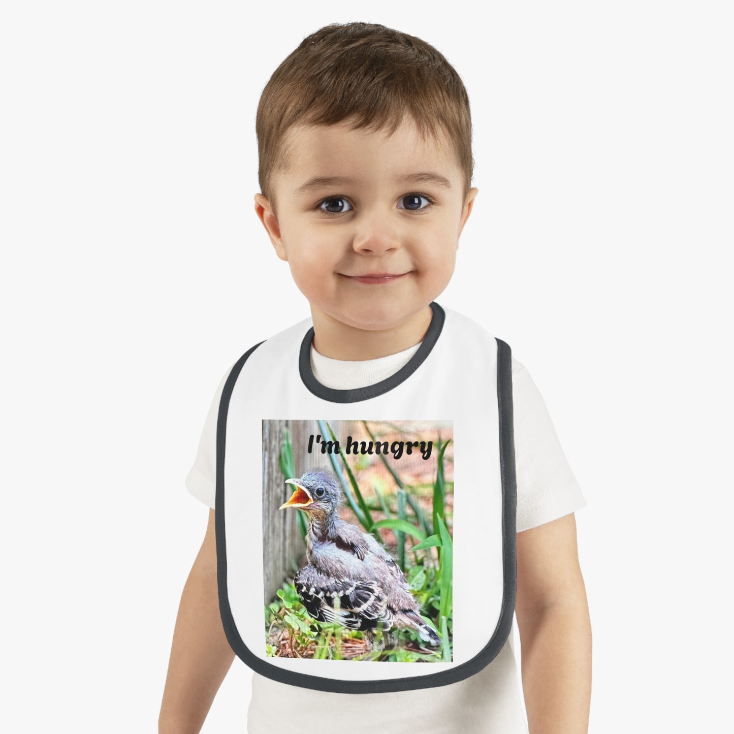 Cute Baby Bib with 'I'm Hungry' Design, Adjustable Bib for Infants, Fun Feeding Accessory, Baby Shower Gift, Toddler Apparel