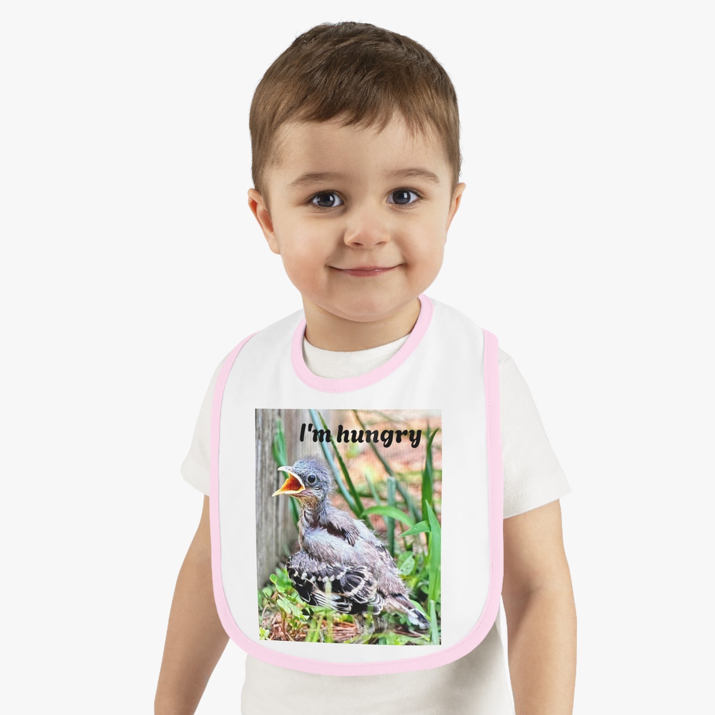 Cute Baby Bib with 'I'm Hungry' Design, Adjustable Bib for Infants, Fun Feeding Accessory, Baby Shower Gift, Toddler Apparel