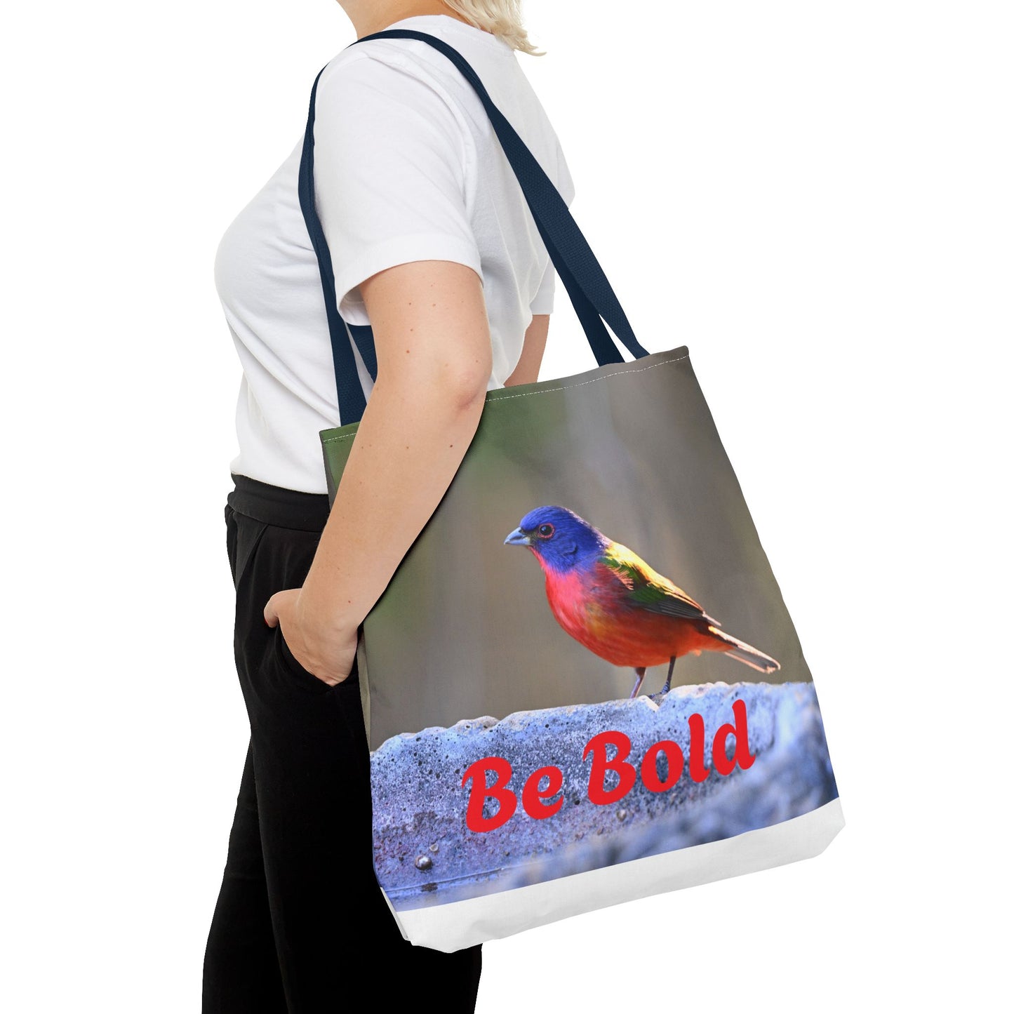 Colorful Bird Be Bold Tote Bag, Eco-Friendly Art Tote, Nature Lover Gift, Inspirational Quote Bag, Everyday Carry-All