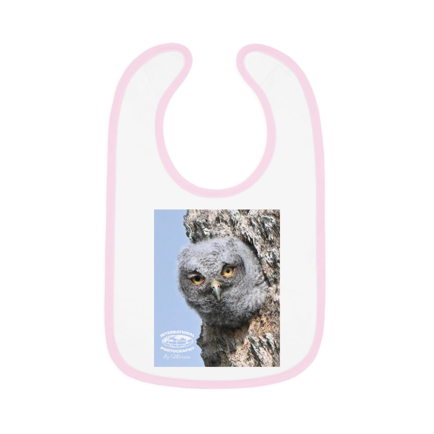 Cute Owl Baby Bib with Contrast Trim, Baby Feeding Gift, Infant Bib, Owl Lover Gift, Nursery Decor, Newborn Essential