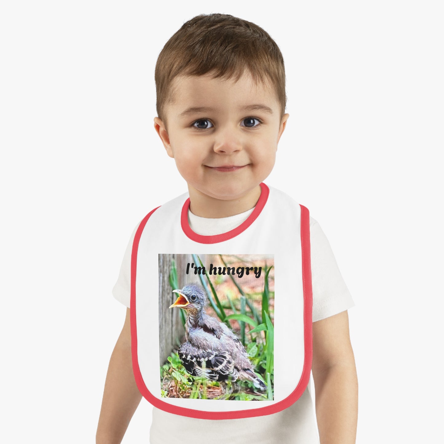 Cute Baby Bib with 'I'm Hungry' Design, Adjustable Bib for Infants, Fun Feeding Accessory, Baby Shower Gift, Toddler Apparel