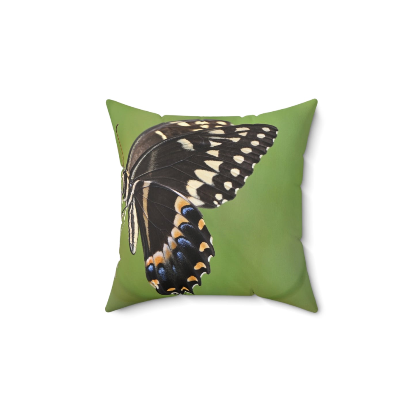 Nature-Inspired Square Pillow, Floral Decor, Butterfly Decorative Cushion, Garden-Themed Home Accent, Eco-Friendly Throw Pillow