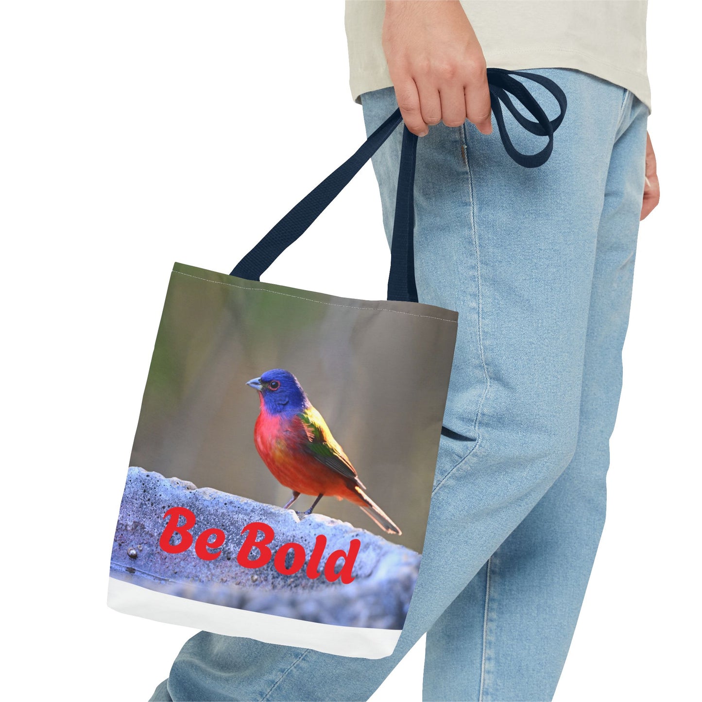Colorful Bird Be Bold Tote Bag, Eco-Friendly Art Tote, Nature Lover Gift, Inspirational Quote Bag, Everyday Carry-All