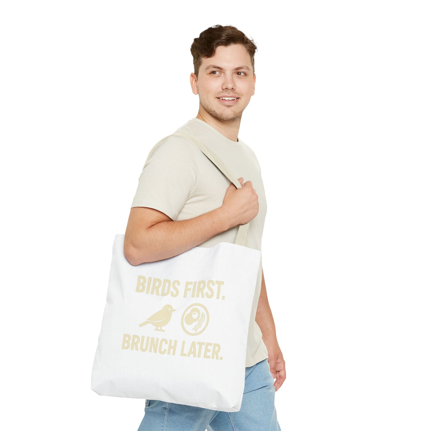 Birds First Brunch Later Tote Bag - Fun Grocery Bag, Eco-Friendly Shopping Tote, Perfect Gift for Brunch Lovers, Weekend Outings