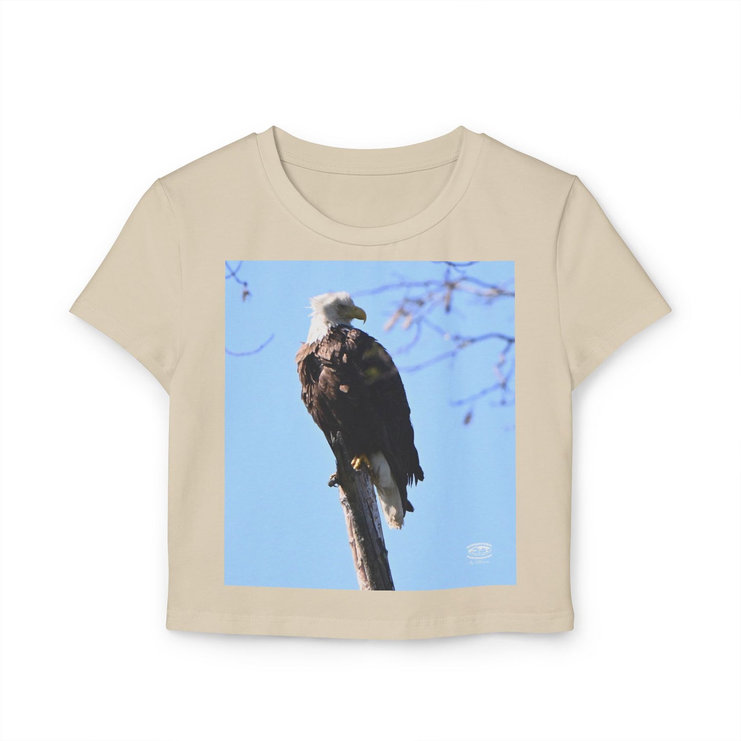 Eagle Graphic Women's Baby Tee, Cute Summer Top, Nature Lover Shirt, Casual Outfit, Gift for Birdwatchers, Earth Day Apparel