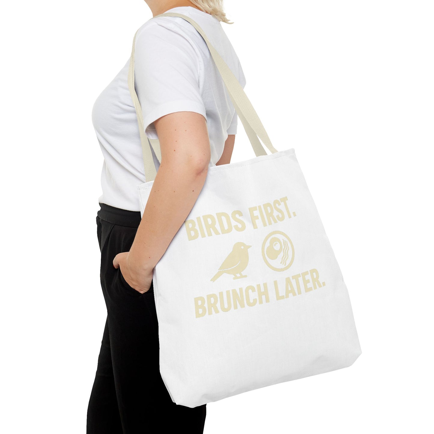 Birds First Brunch Later Tote Bag - Fun Grocery Bag, Eco-Friendly Shopping Tote, Perfect Gift for Brunch Lovers, Weekend Outings