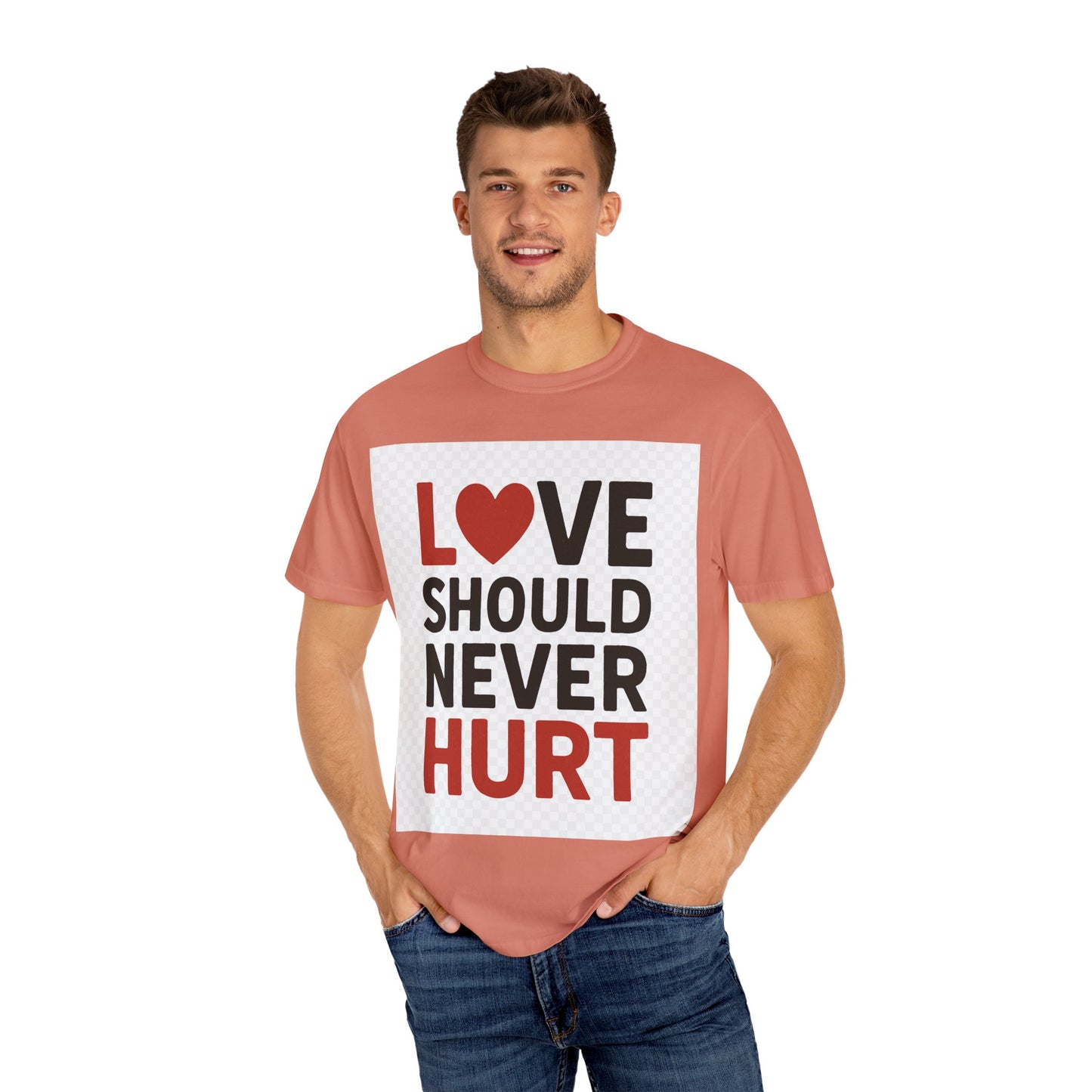 Love Should Never Hurt Unisex T-Shirt, Empowerment Tee, Gift for Couples, Awareness Shirt, Casual Comfort Wear