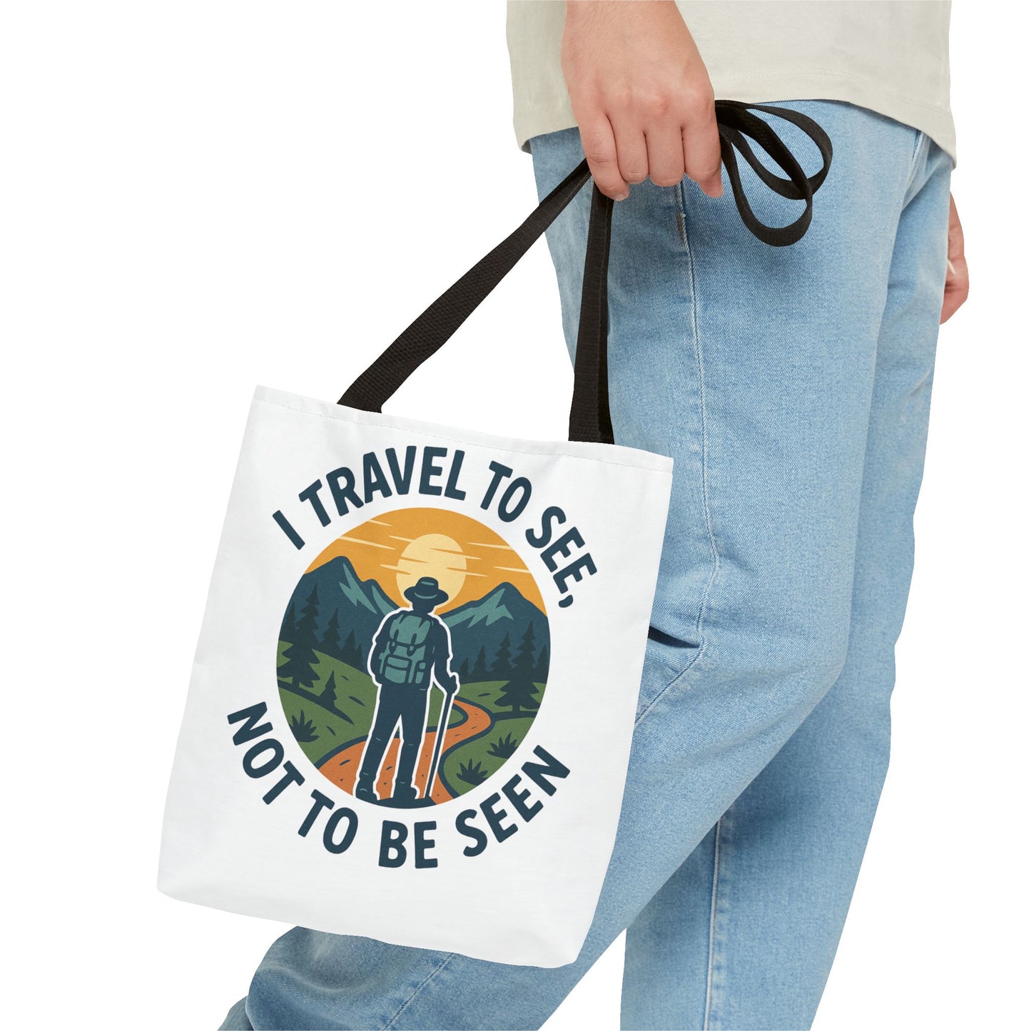 Adventurous Travel Tote Bag - 'I Travel to See, Not to Be Seen' - Ideal for Hiking, Camping, Road Trips, Gifts for Outdoor Lovers