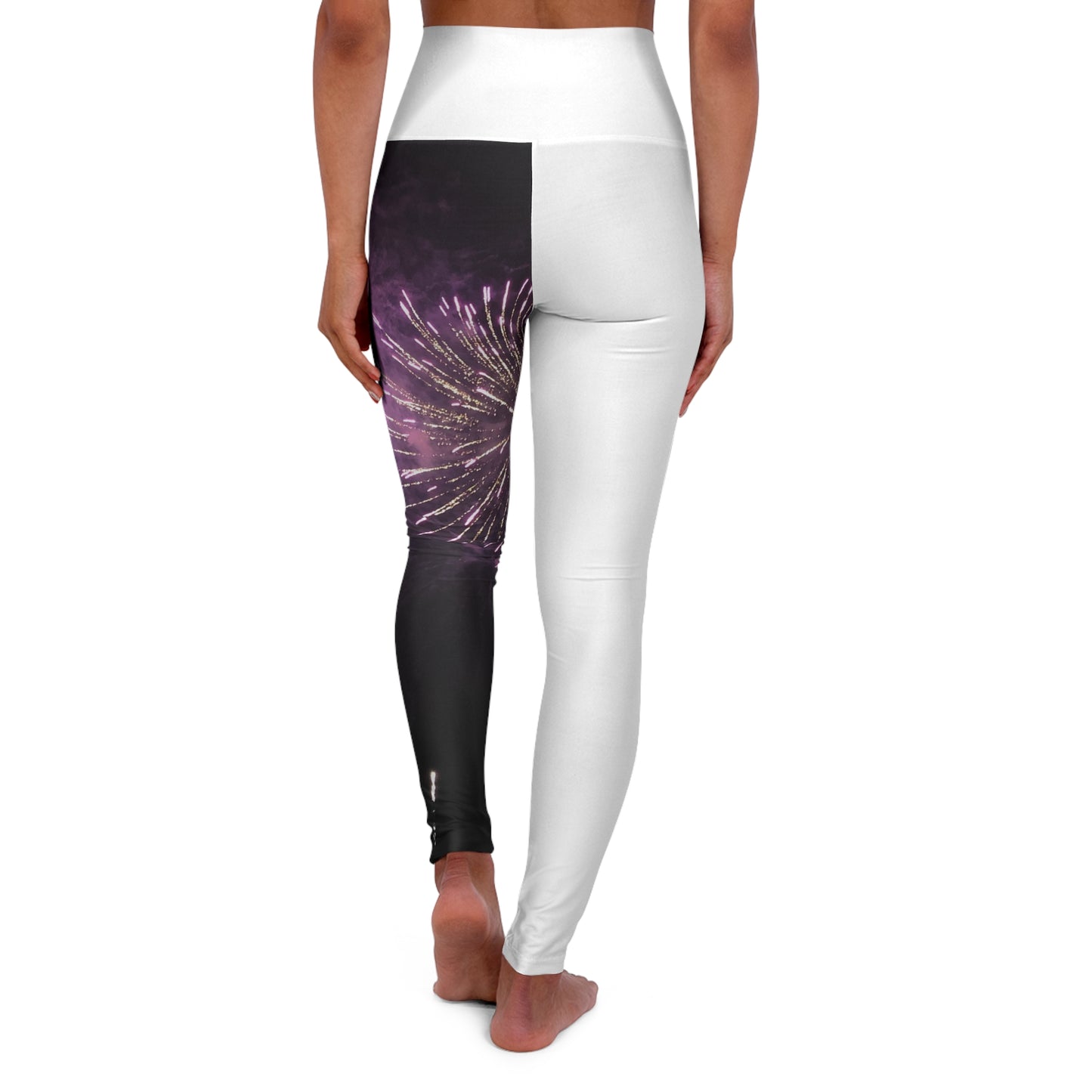 Firework Pattern High Waisted Yoga Leggings, Festival Workout Pants, Activewear, Fitness Leggings, Party Essentials