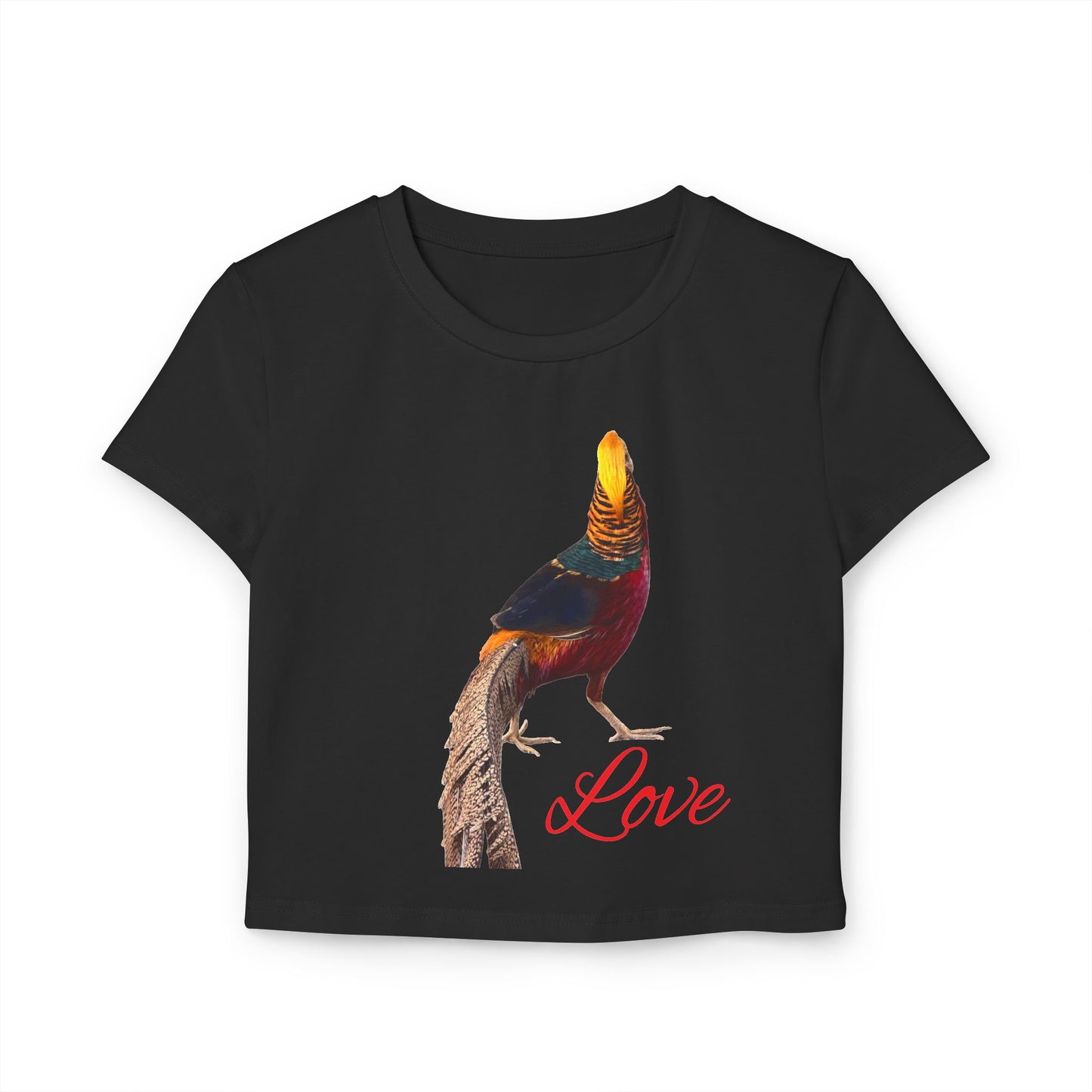 Colorful Love Bird Women's Baby Tee, Cute Summer Top, Stylish Casual Wear, Gift for Bird Lovers, Trendy Graphic Tee