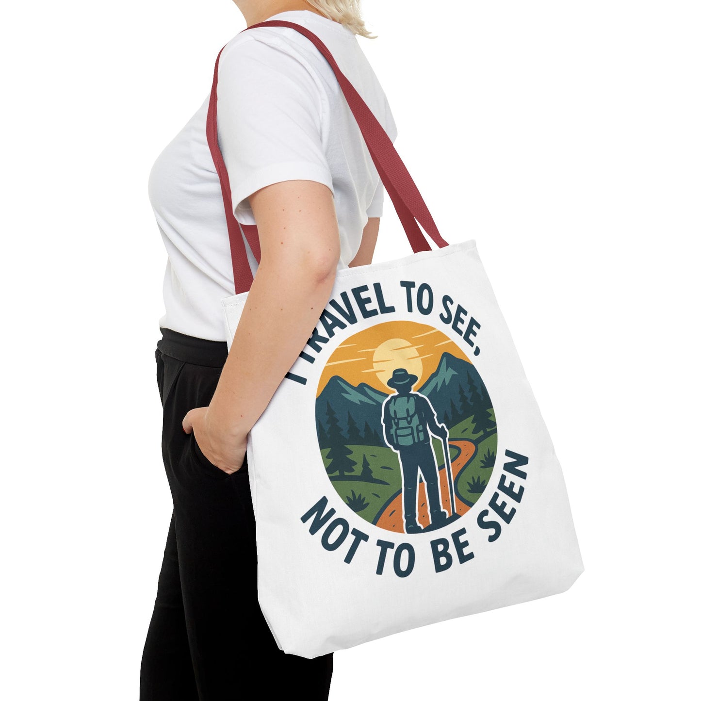 Adventurous Travel Tote Bag - 'I Travel to See, Not to Be Seen' - Ideal for Hiking, Camping, Road Trips, Gifts for Outdoor Lovers