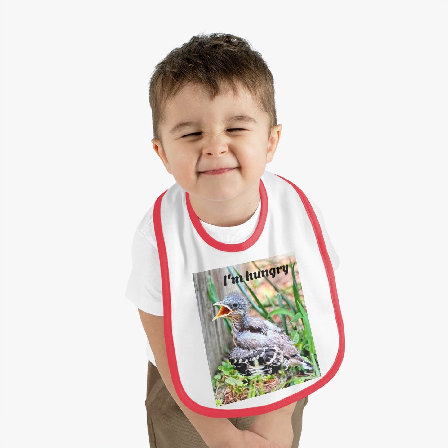 Cute Baby Bib with 'I'm Hungry' Design, Adjustable Bib for Infants, Fun Feeding Accessory, Baby Shower Gift, Toddler Apparel