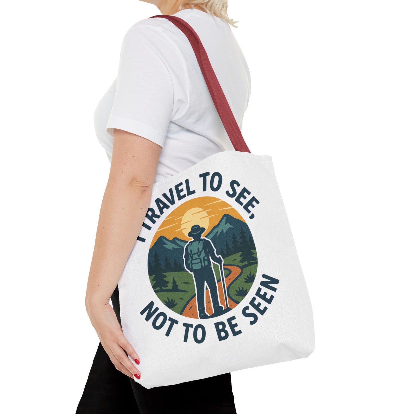 Adventurous Travel Tote Bag - 'I Travel to See, Not to Be Seen' - Ideal for Hiking, Camping, Road Trips, Gifts for Outdoor Lovers