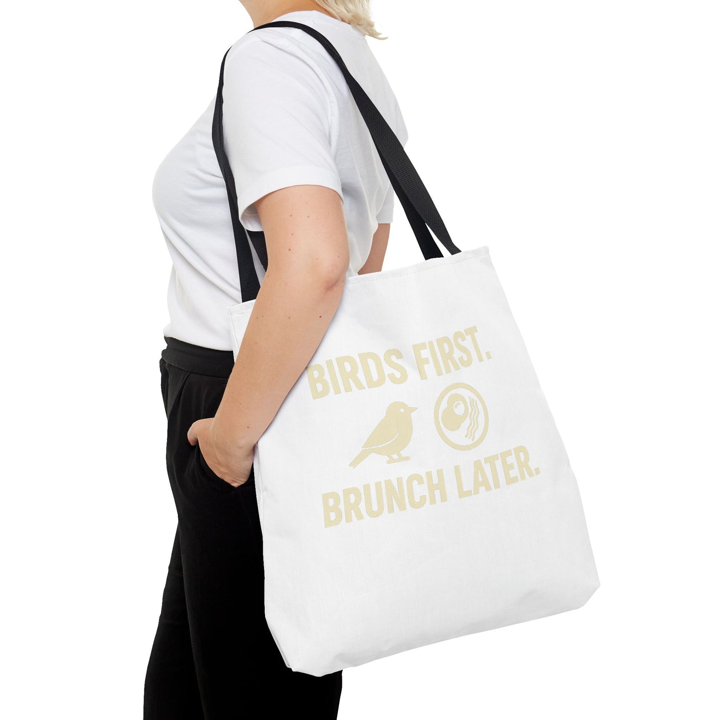 Birds First Brunch Later Tote Bag - Fun Grocery Bag, Eco-Friendly Shopping Tote, Perfect Gift for Brunch Lovers, Weekend Outings