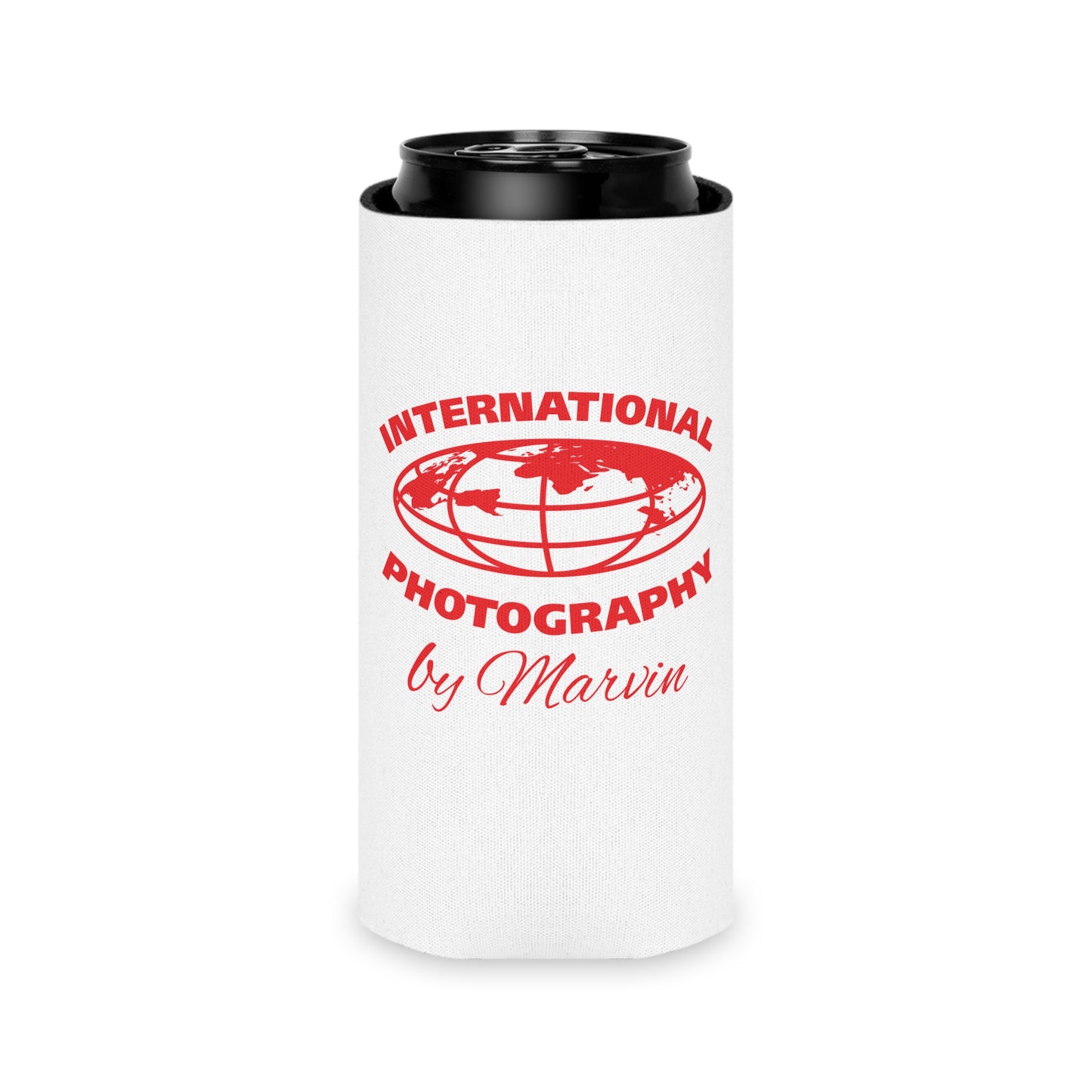 International Photography Can Cooler, Custom Beverage Holder, Unique Gift for Photographers, Party Favor, Drink Insulator