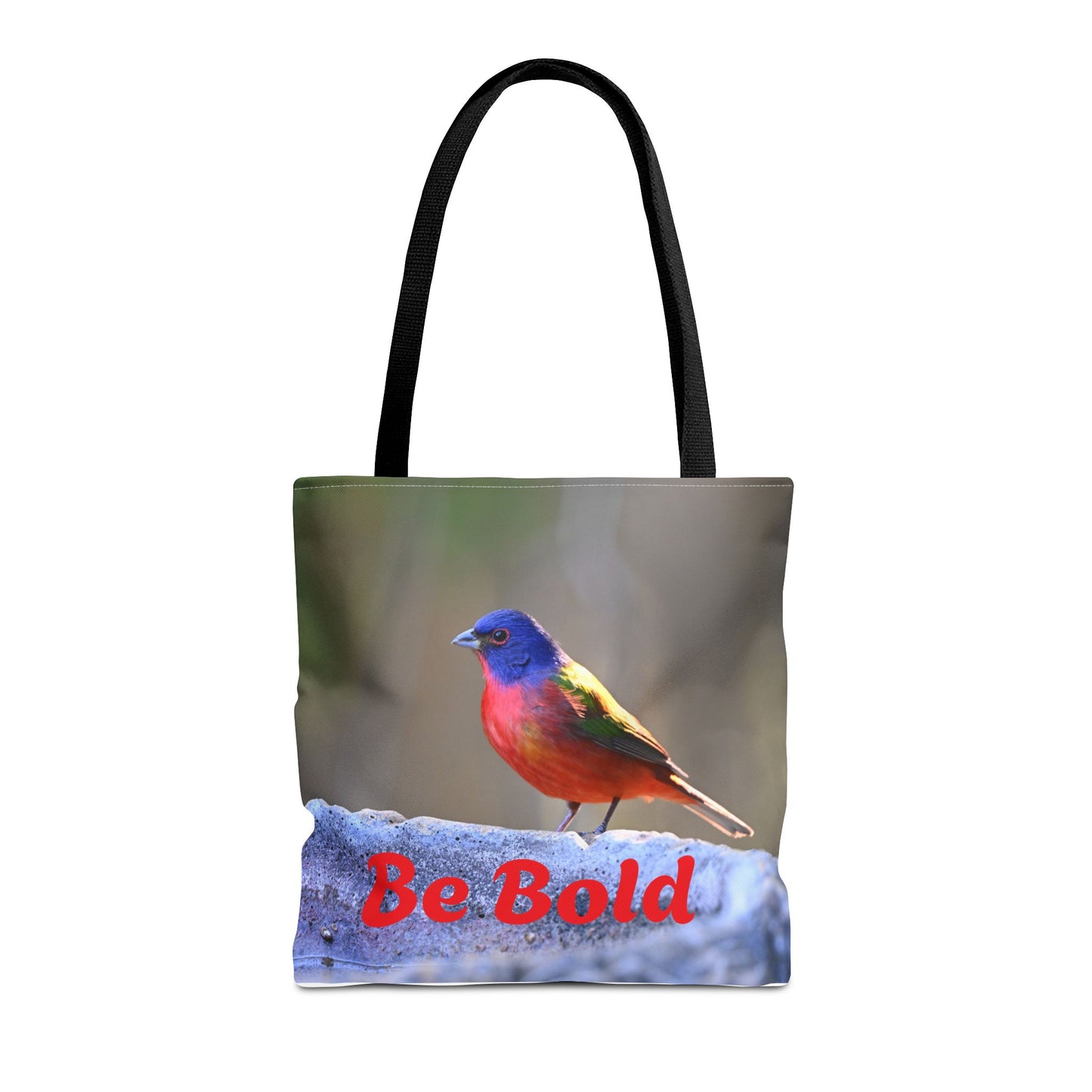Colorful Bird Be Bold Tote Bag, Eco-Friendly Art Tote, Nature Lover Gift, Inspirational Quote Bag, Everyday Carry-All