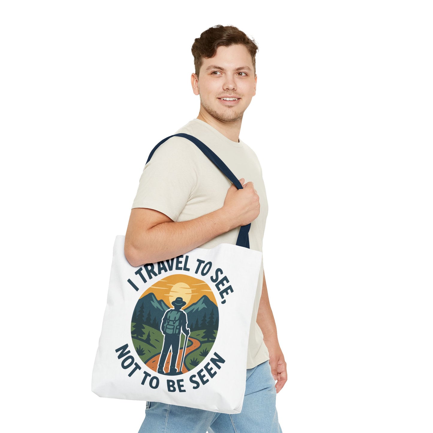 Adventurous Travel Tote Bag - 'I Travel to See, Not to Be Seen' - Ideal for Hiking, Camping, Road Trips, Gifts for Outdoor Lovers