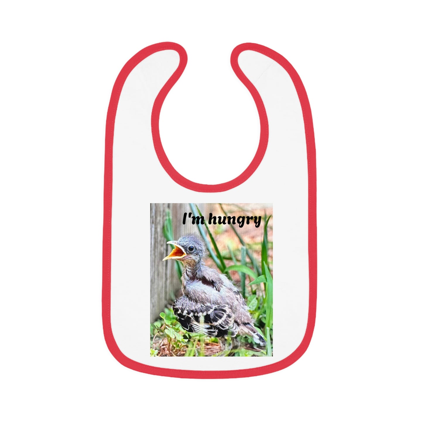 Cute Baby Bib with 'I'm Hungry' Design, Adjustable Bib for Infants, Fun Feeding Accessory, Baby Shower Gift, Toddler Apparel