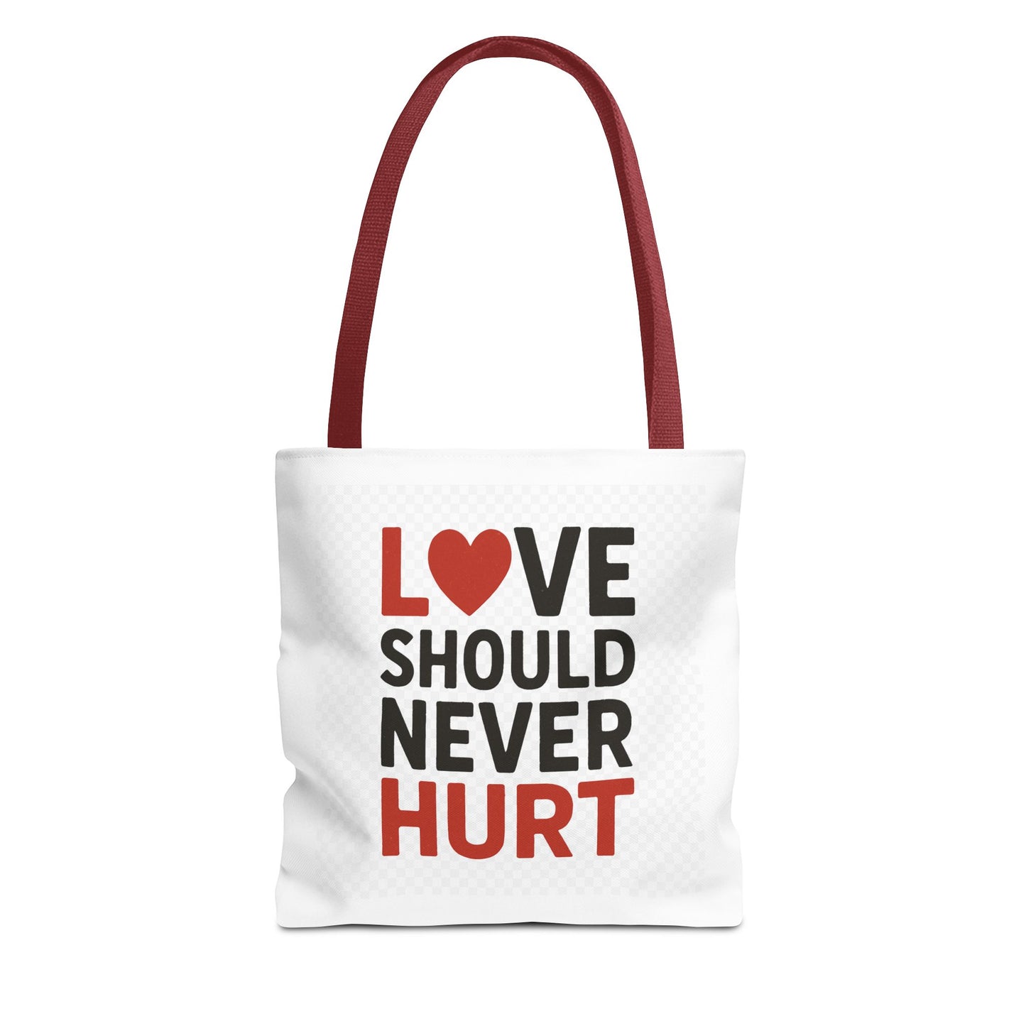Love Should Never Hurt Tote Bag – Inspirational Gift for Awareness Events, Eco-Friendly Reusable Shopping Bag, Positive Affirmation Bag