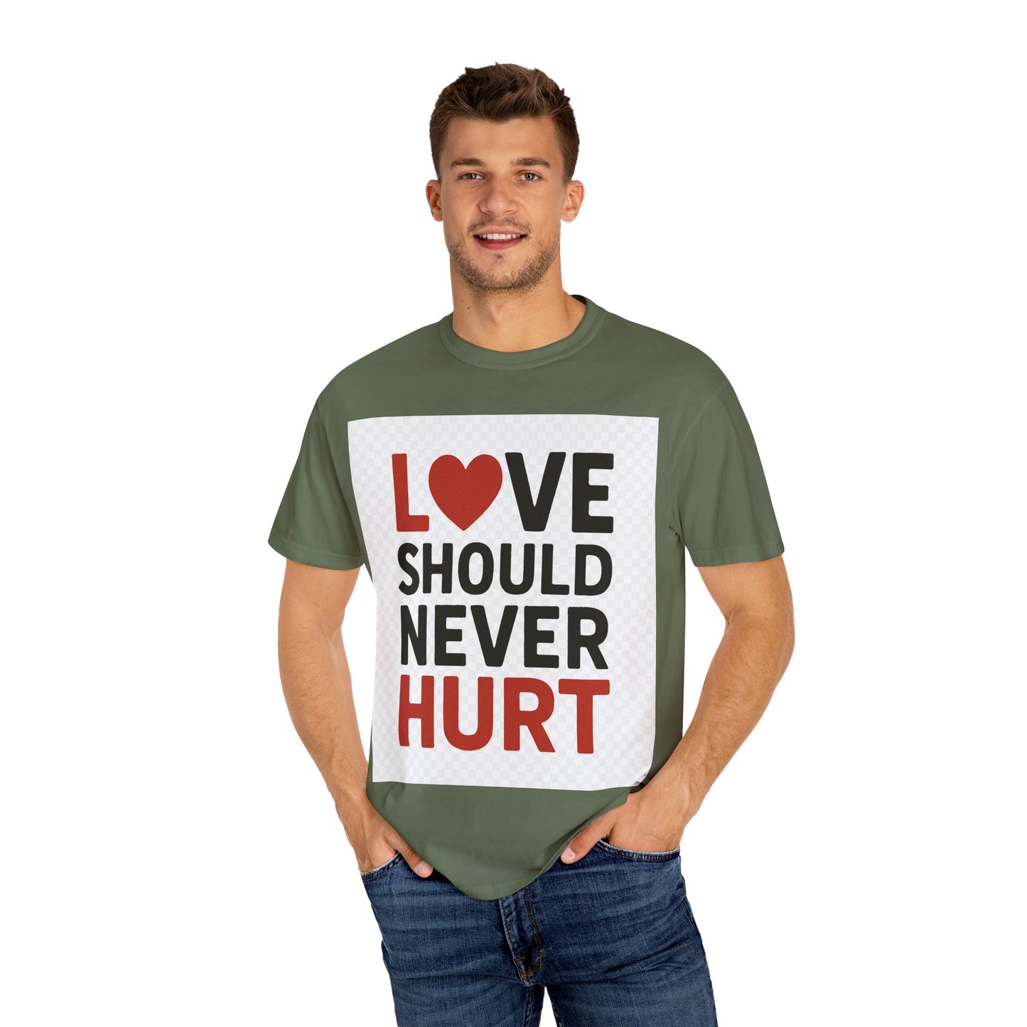 Love Should Never Hurt Unisex T-Shirt, Empowerment Tee, Gift for Couples, Awareness Shirt, Casual Comfort Wear
