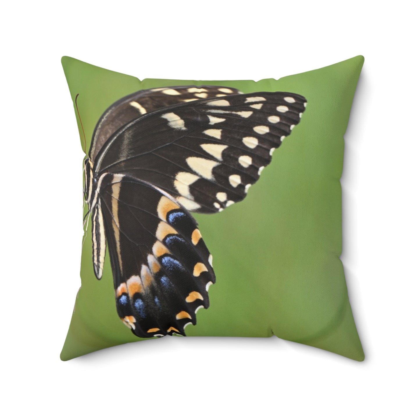 Nature-Inspired Square Pillow, Floral Decor, Butterfly Decorative Cushion, Garden-Themed Home Accent, Eco-Friendly Throw Pillow