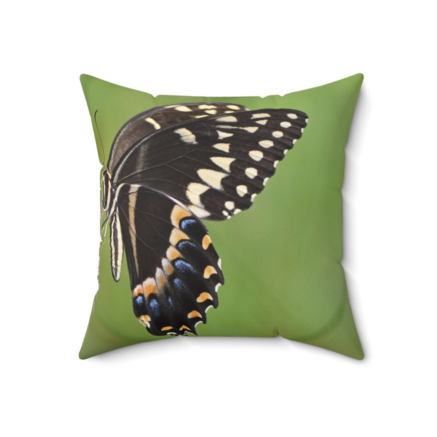 Nature-Inspired Square Pillow, Floral Decor, Butterfly Decorative Cushion, Garden-Themed Home Accent, Eco-Friendly Throw Pillow